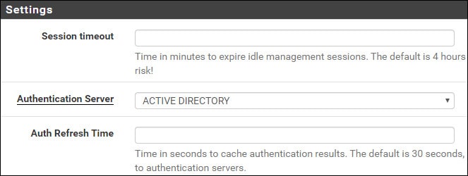 pfsense active directory authentication settings