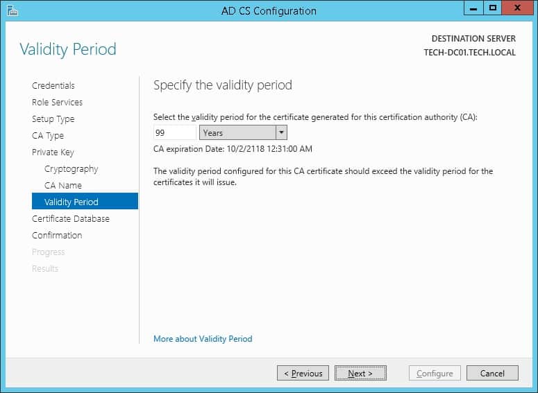 Windows CA validity period