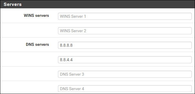 pfsense dhcp server configuration