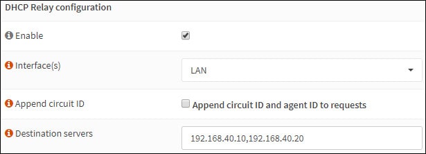 opnsense dhcp relay configuration