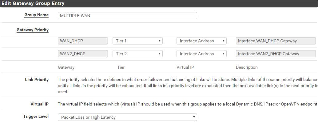 pfsense gateway group
