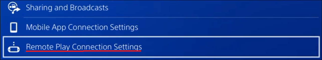 Playstation - Remote play connection settings