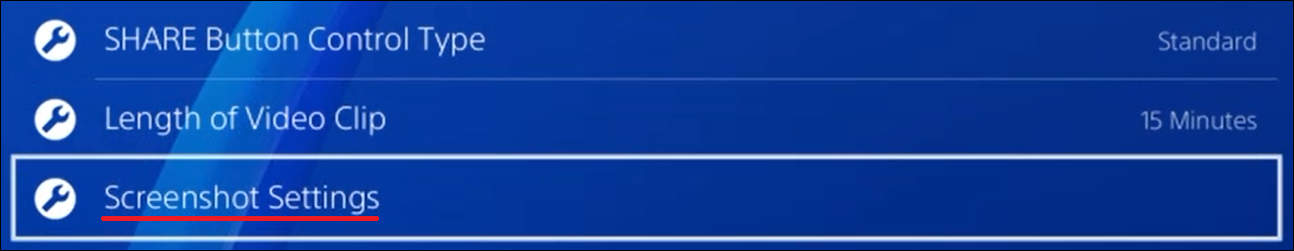 Playstation - Screenshot settings