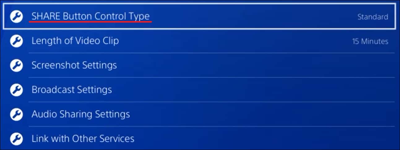 Playstation - Share button control type