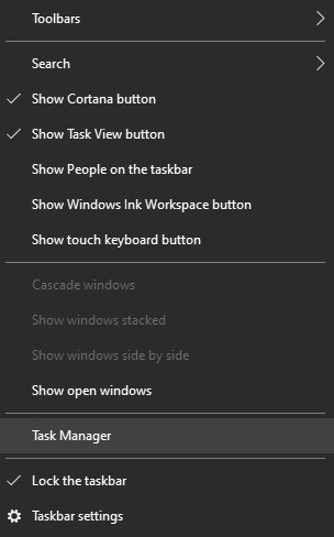 Windows - Task manager settings