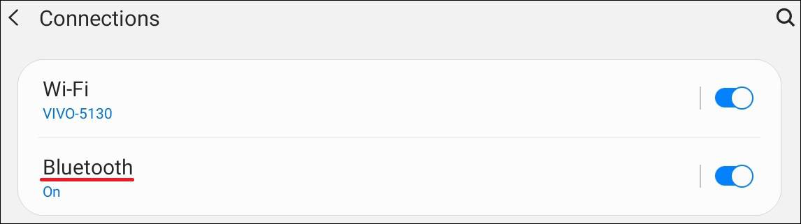 Android tablet - Bluetooth menu