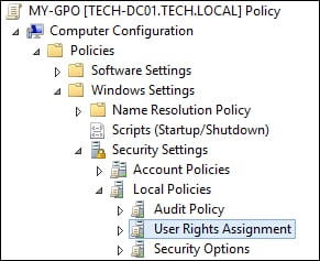 user rights assignment deny log on locally