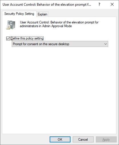 GPO UAC - Behavior of the elevation prompt GPO UAC - Behavior of the elevation prompt