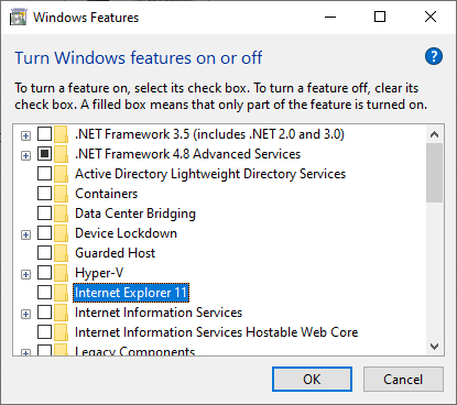 Windows - Remove Internet Explorer Windows - Remove Internet Explorer