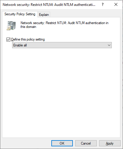 GPO - Audit NTLM authentication in this domain GPO - Audit NTLM authentication in this domain
