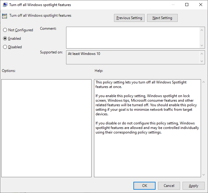 GPO - DISABLE SPOTLIGHT GPO - DISABLE SPOTLIGHT