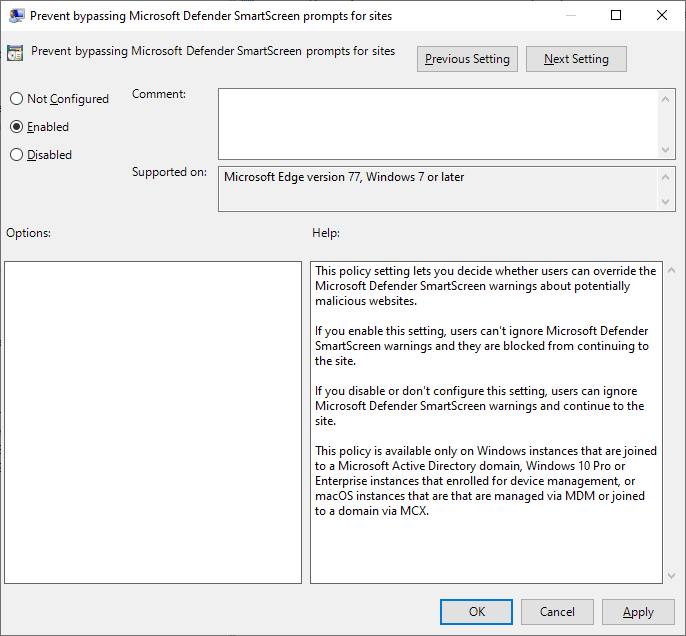 GPO MICROSOFT EDGE - PREVENT BYPASSING SMARTSCREEN GPO MICROSOFT EDGE - PREVENT BYPASSING SMARTSCREEN