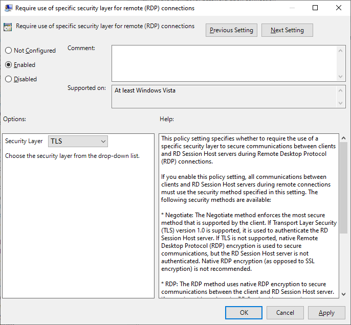 GPO - RDP FORCE TLS GPO - RDP FORCE TLS